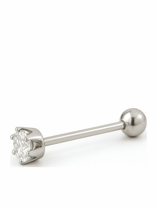 Nire Piercing de Limbă din Oțel Argintiu