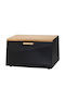 Bamboo Bread Box with Lid Metallic Black 36x21.6x20.4cm