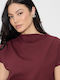 Women's Blouse Short Sleeve Burgundy