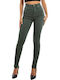 High Waist Women's Jean Trousers Push Up in Skinny Fit Khaki