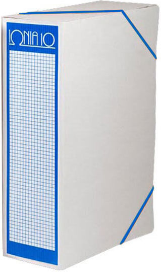 Archive Box White Elastic Ionia Cardboard 27x35cm Spine 10cm Blue
