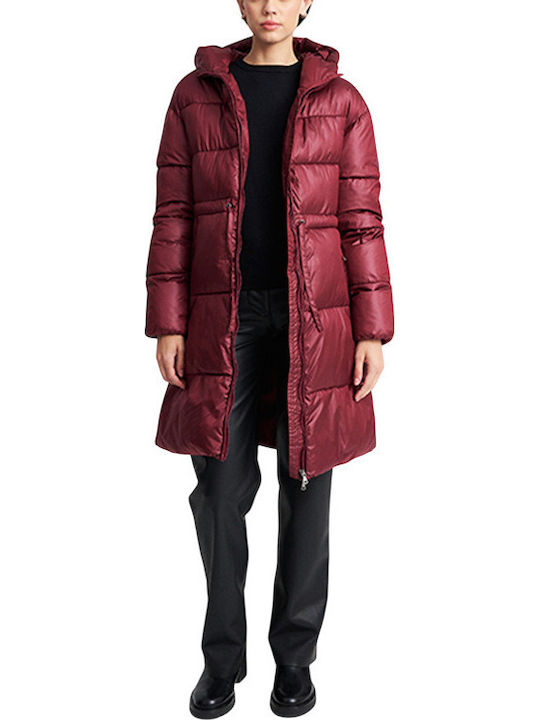 Γυναικείο Puffer Μπουφάν για Χειμώνα Bordeaux