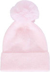 Celestino Women's Pink Fur Pom Pom Beanie