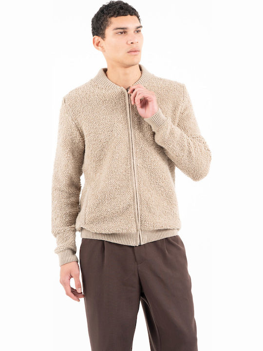 Men's Knitted Cardigan Beige
