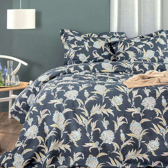 Palamaiki Σετ Παπλωματοθήκη Βαμβακοσατέν 230x250cm Υπέρδιπλη με 2 Μαξιλαροθήκες Pale