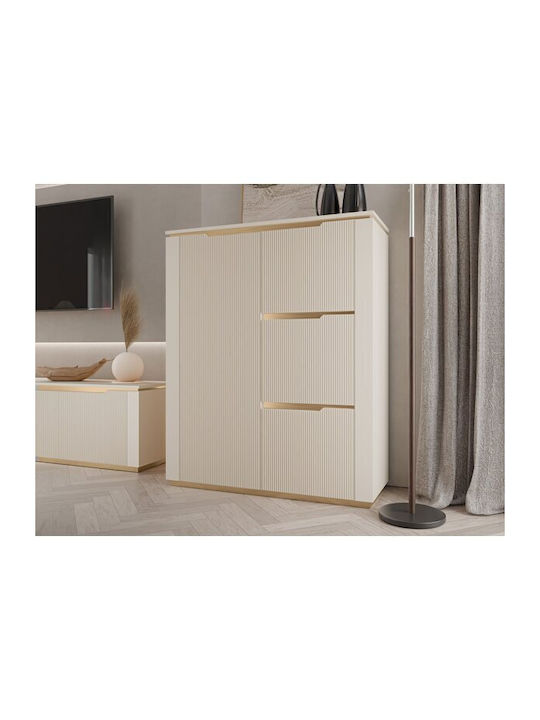 Sideboard Comfivo Elivelo Wooden with Drawers Gold, Beige 40x40x106cm
