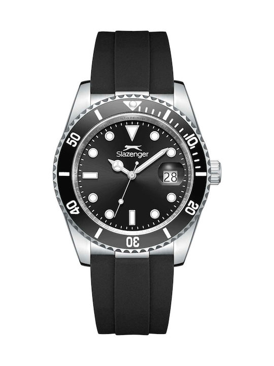 Slazenger Herrenuhr Batterie mit Schwarz Kautschukarmband