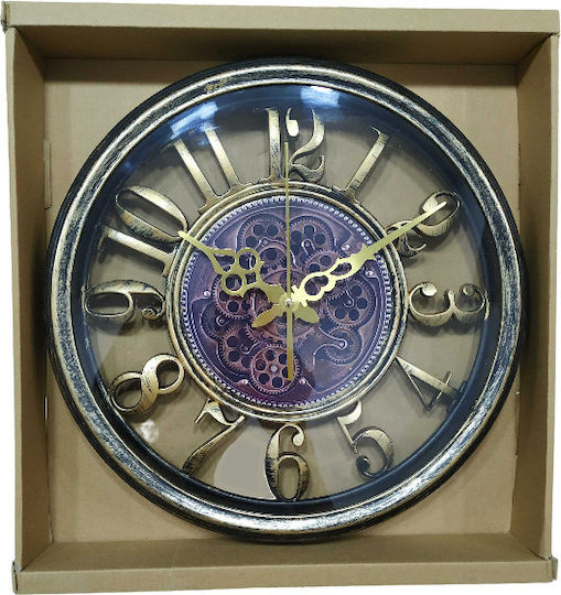 Antikes Wanduhr Kunststoff Bronze 35x5cm