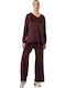Sweatpants Set Velvet Bordeaux