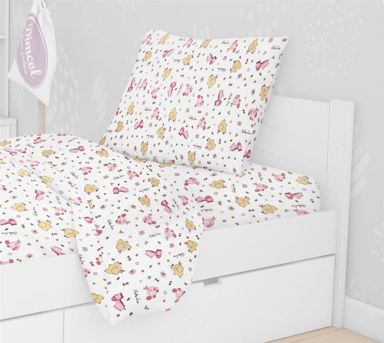 Dimcol Față de pernă pentru copii din bumbac 100% 50x70cm White-pink