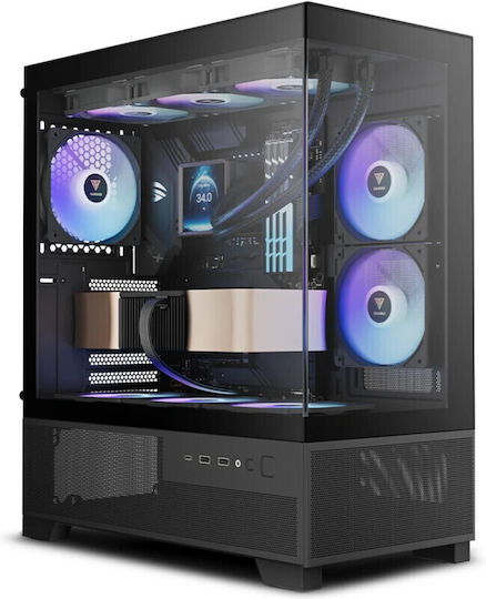 Gamdias AURA GC12 ARGB Gaming Midi Tower Computer Case with Side Window Black