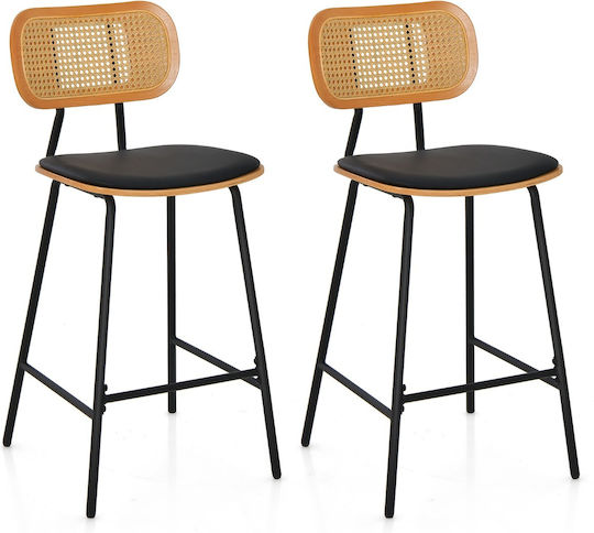 Σκαμπό Μπαρ Rattan Ροζ 2τμχ 45x45x94cm Σκαμπό Μπαρ Rattan Ροζ 2τμχ 45x45x94cm