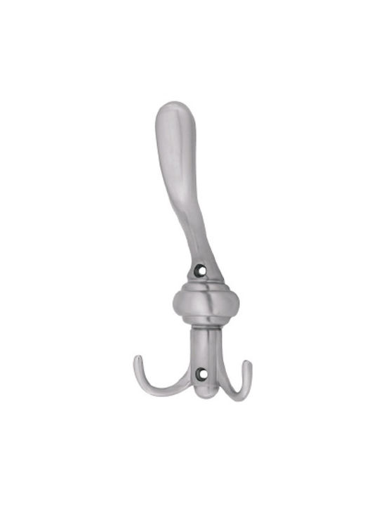 Import Hellas Wall Hanger Metal 3 Hooks Silver 8x19cm
