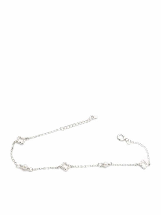 Gatsa Women's Bracelet with Cross design made of Silver with Pearls