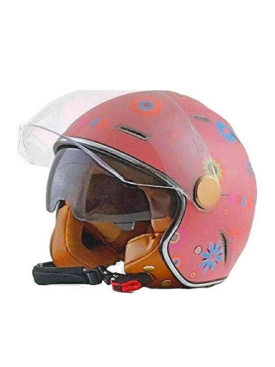 Beon B-122 Pink Flower Motorradhelm Jet ECE 22....