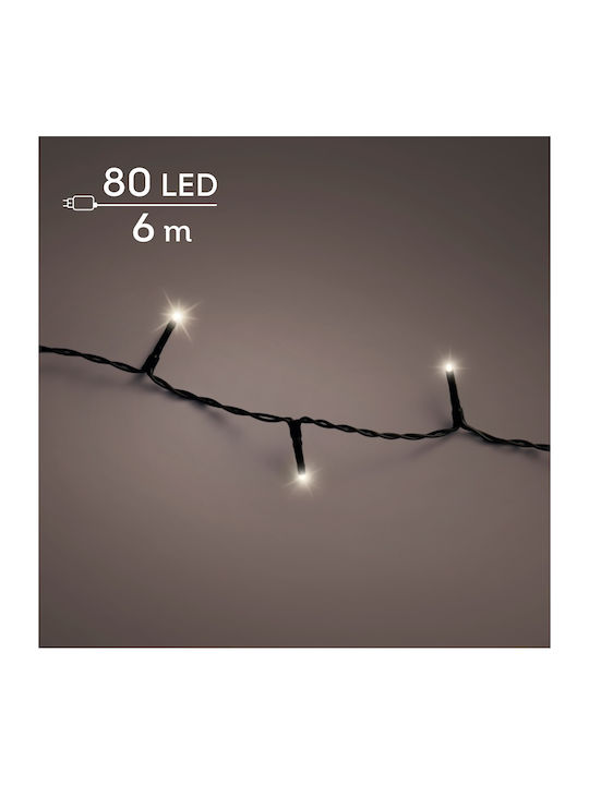 80 Lights LED 6m. Warm White in String 1pcs