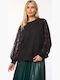 Damen Pullover mit Transparenz Black