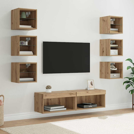Living Room TV Unit with Showcase & Lighting L30xW28.5xH30cm