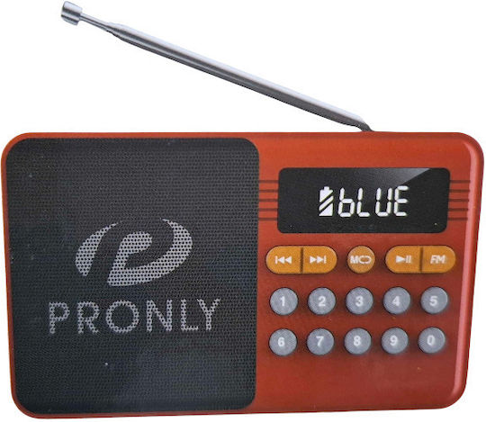 PR-808BT Mini Radio Rechargeable with Bluetooth and USB Red