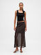 High-waisted Maxi Skirt Terra Brown