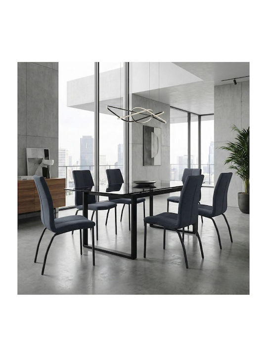 Fina Dining Room Fabric Chair Anthracite - Black 43x58x95cm