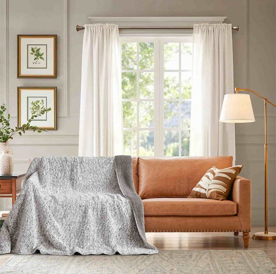 Lucktora Κουβέρτα Sherpa Υπέρδιπλη 220x240εκ. Γκρι