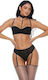 Right Sheer Right Now Bra Panty Garter Straps Black
