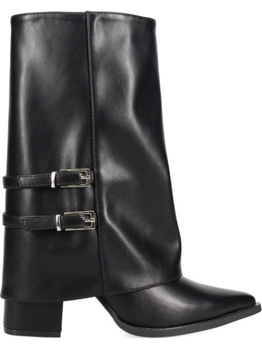 Synthetic Leather High Heel Women's Boots Black