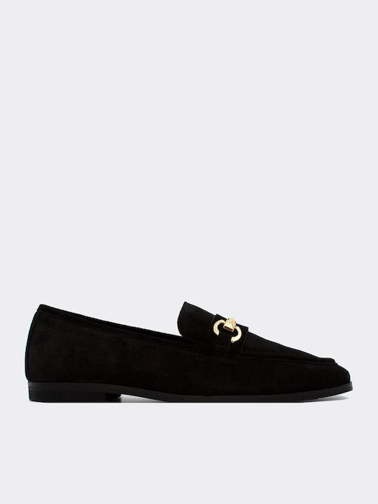Leder Damen Mokassins in Schwarz Farbe