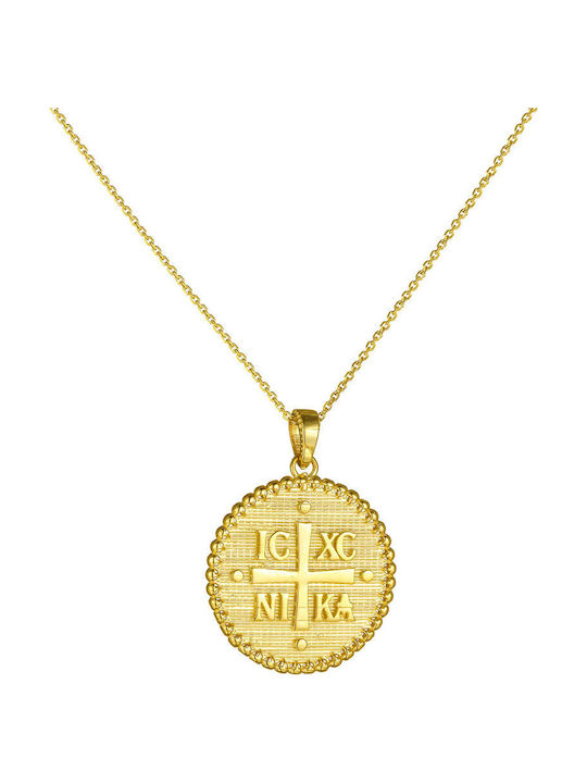 Ioannis Kosmima Pendant Kids Talisman Double Sided with Chain Konstantinato made of Gold 14K AFP-24672YAL