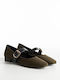 Suede Women's Ballerina Shoes Green