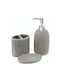 TnS Bathroom Accessory Set Ceramic Gray 3 Pieces 04-950-1330GRAY