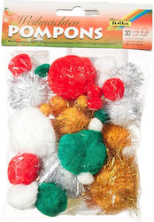 Pom Pom Pom-pom Folia Metallic Christmas 30 Pieces