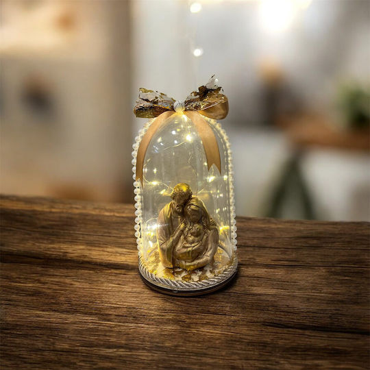 Figurină Iluminată Cu Pantaloni Evazați Sfânta Familie Fecioara Maria Iosif Pruncul Sfânt
