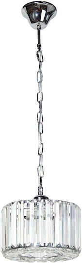 Keskor Hängelampe Silber mit Kristallen für Fassung E27 21x21x13cm.