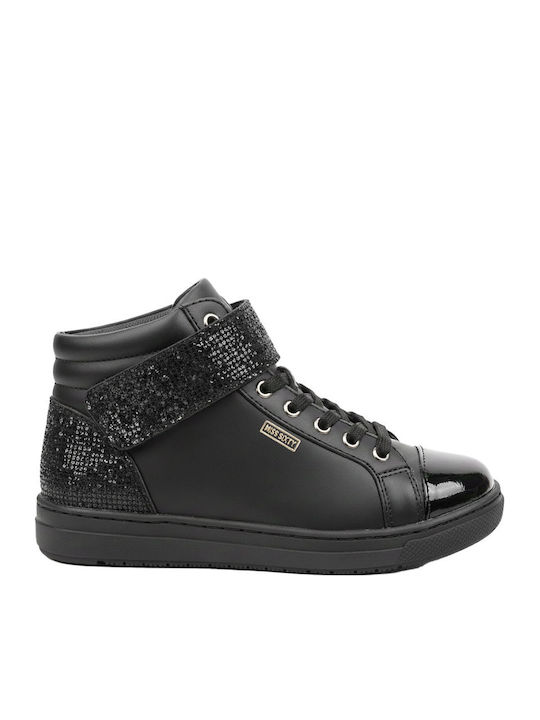 Kids Boots from Patent Leather with Laces Black