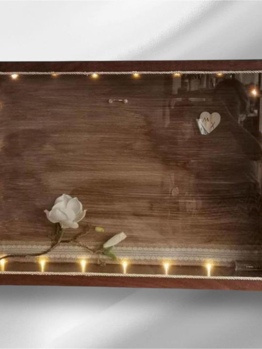 Wall-Mounted Rectangle Wedding Crown Case Wooden Brown 40x50cm