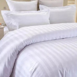 Mattex Ξενοδοχειακο Σεντονι Σατεν Ριγα 1cm Αριαδνη Πενιε 280x280cm 100% Βαμβακι Tc300