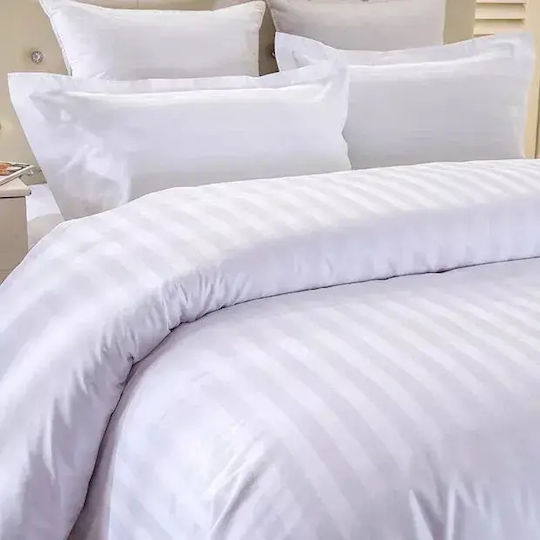 Mattex Ξενοδοχειακο Σεντονι Σατεν Ριγα 1cm Πενιε Δαναη 240x280cm 80% Βαμβακι 20% Polyester Tc300 240χ280