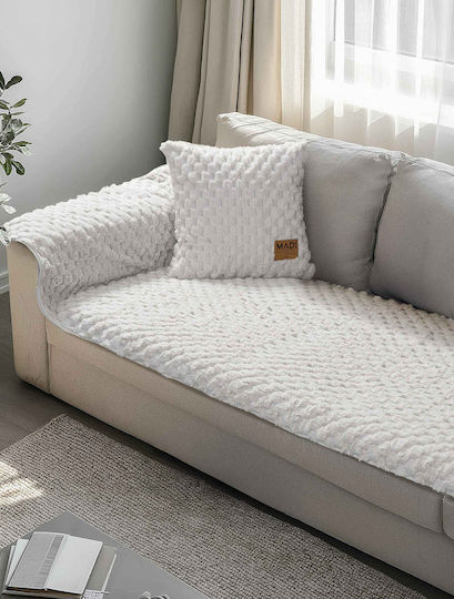 Cuvertură Pentru Canapea 3 Locuri Blănos 300x90cm Alb