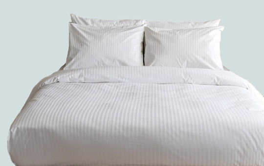 Mattex Μαξιλαροθήκη Ξενοδοχείου Ριγέ από Βαμβάκι & Πολυεστέρα 72x52εκ.