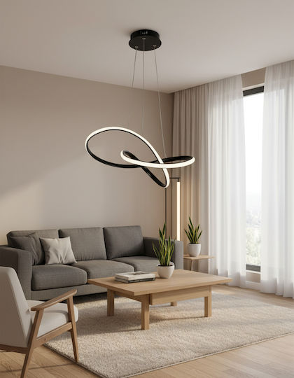 Powertech LED Κρεμαστό Φωτιστικό Μαύρο 50x50x120εκ.