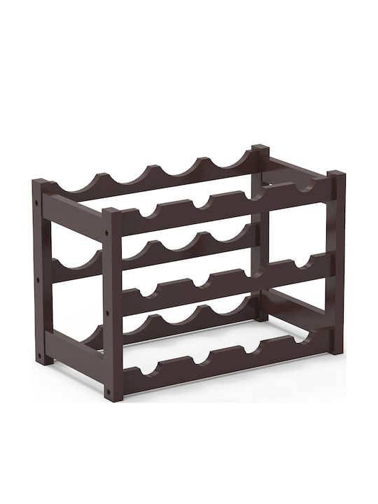 Bakaji Free Standing Wooden Wine Cabinet for 12 Bottles Brown 43.5x24x30cm