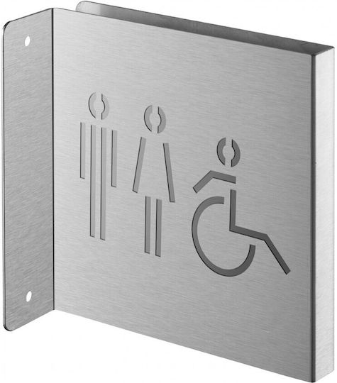 Πινακίδα Σήμανσης Wc Ανδρών Γυναικών Αμεα 120x120 Mm Ανοξείδωτη Βιδωτή Κάθετη Thirard 00632387