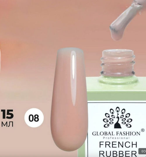 Global Fashion Base Coat / Top Coat για Απλά Βερνίκια Rubber 15ml 08