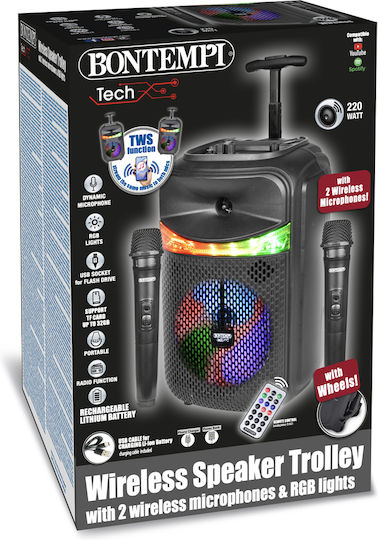 Bontempi Ηχείο Karaoke με Ασύρματα Μικρόφωνα και Εφέ Φωτισμού 491070 Μαύρο