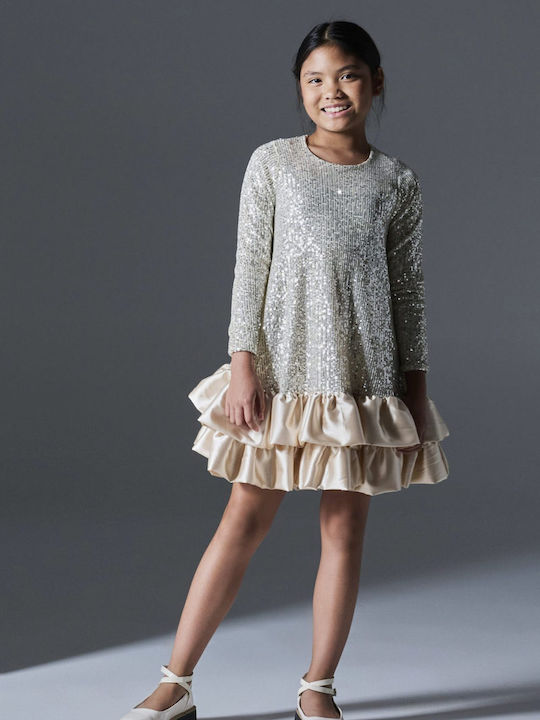 Melin Rose Children's Dress with Sequins Ecru