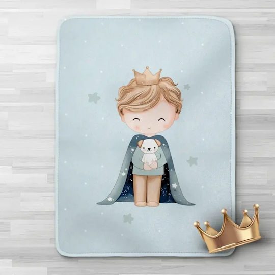 Borea Decke Kinderbett Little King Samt Hellblau 100x140cm