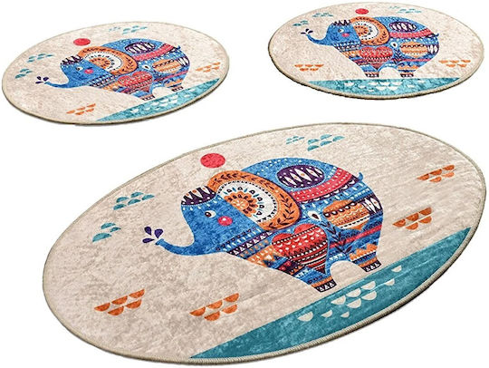 Antiderapant Set Covorașe de Baie Oval ETNIC4407 Multicolor 3buc