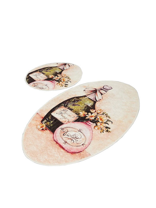 Rutschfest Set Badematten Synthetisch,Polyester/Cotton/Leather Oval VIO4506 Multicolor 2Stück